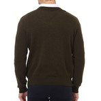 Embroidered V-Neck Sweater // Military (M)