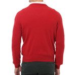 Embroidered V-Neck Sweater // Red (2XL)