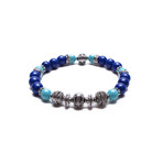 Multi-Toned Beaded Bracelet // Turquoise + Blue + Silver