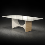 Camden Dining Table (White Glass + White Lacquer)