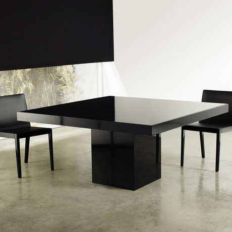 Beech Dining Table (Black Glass + Black Lacquer)