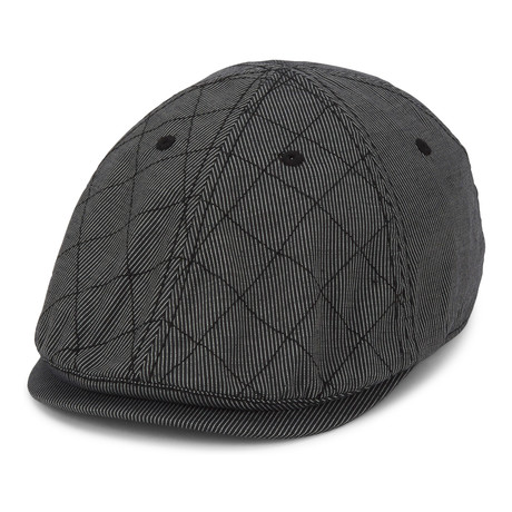 Stripe Quilted Driving Cap // Black (Size: Small)