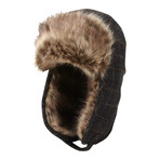 Faux Fur Wool Trapper // Jet Black (Size: Small)