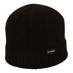 Rib Knit Textured Beanie // Black