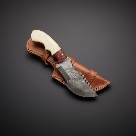 Handmade Damascus Tracker Knife + Sheath // TRK-15
