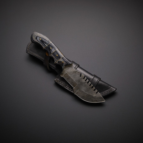 Handmade Damascus Tracker Knife + Sheath // TRK-14