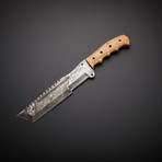 Handmade Damascus Tracker Knife + Sheath // TRK-05