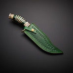 Handmade Damascus Hunting Knife + Sheath // SP-21