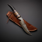 Handmade Damascus Hunting Knife + Sheath // SP-02