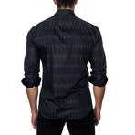 Long-Sleeve Button-Up // Black + Navy (M)