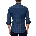 Checkered Long-Sleeve Button-Up // Blue (L)