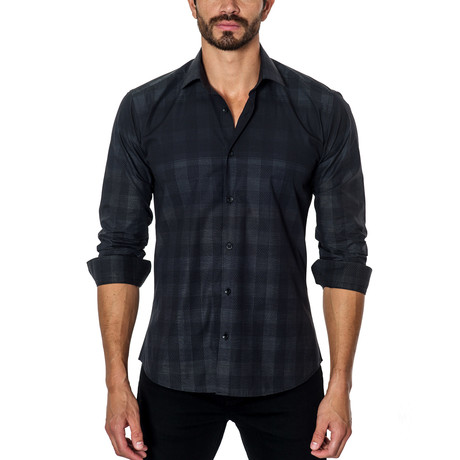 Plaid Long-Sleeve Button-Up // Grey + Charcoal (L)