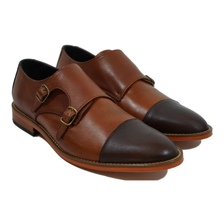 Double Monk Strap Dress Shoe // Tan + Brown (US: 6)