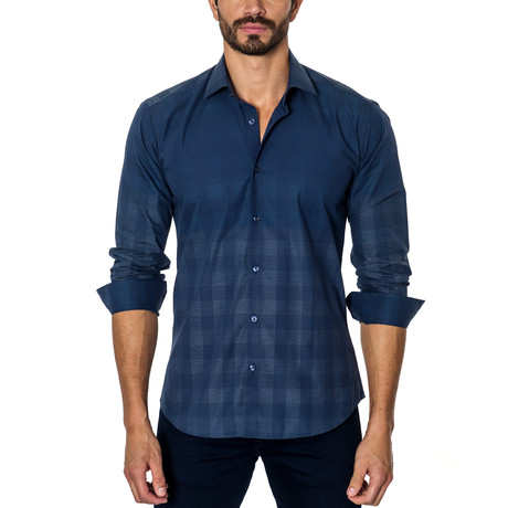 Checkered Long-Sleeve Button-Up // Blue (L)