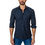 Spotted Long-Sleeve Button-Up // Dark Blue (XL)