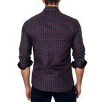 Plaid Long-Sleeve Button-Up // Navy + Wine (L)