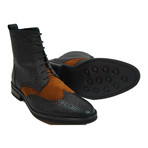 Medallion Wingtip Dress Boot // Black + Oxide (US: 6)