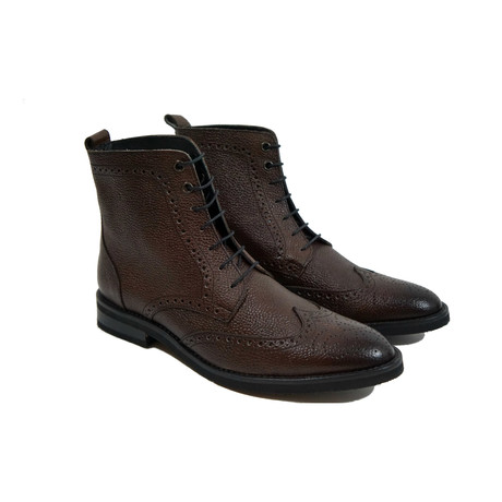 Medallion Wingtip Dress Boot // Brown (US: 6)