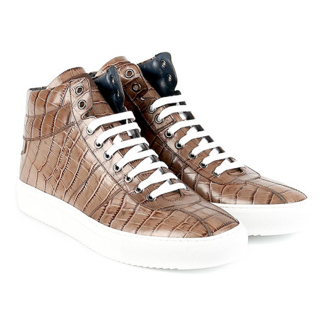 Modena Croc High-Top Sneaker // Brown (Euro: 39)