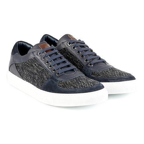 Vencie Herringbone Low-Top Sneaker // Blue (Euro: 39)