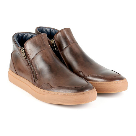 Milano Zip-Up Sneaker // Brown (Euro: 39)