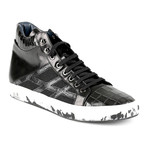 Turin Textured High-Top Sneaker // Blsck (Euro: 42)