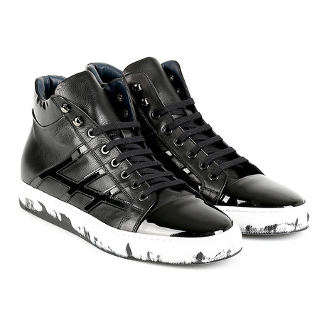 Turin Patent Leather High-Top Sneaker // Blsck (Euro: 39)