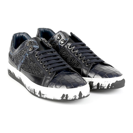 Massa Textured Low-Top Sneaker // Black + Blue (Euro: 39)