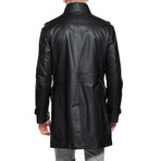 Matte Stand Collar Long Jacket // Black Taffeta (L)