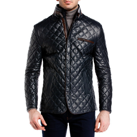 Quilted Snap Button Jacket // Navy (5XL)