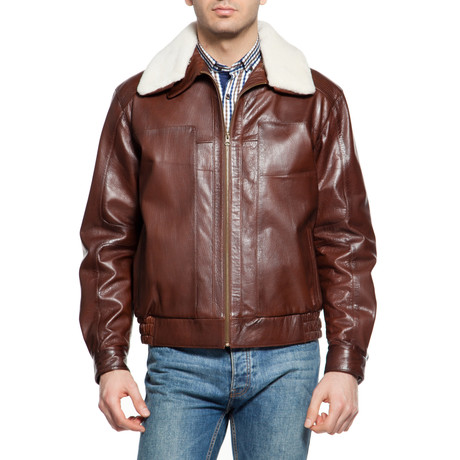 Faux Fur Trimmed Pilot Jacket // Brown (XS)