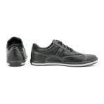 Contrast Stitched Lace-Up Sneaker // Black (Size: 45)