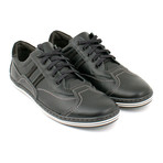 Contrast Stitched Lace-Up Sneaker // Black (Size: 45)