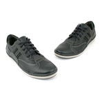 Contrast Stitched Lace-Up Sneaker // Black (Size: 45)