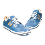 Contrast Stitched Lace-Up Sneaker // Navy (Size: 43)