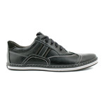 Contrast Stitched Lace-Up Sneaker // Black (Size: 45)