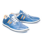 Contrast Stitched Lace-Up Sneaker // Navy (Size: 43)