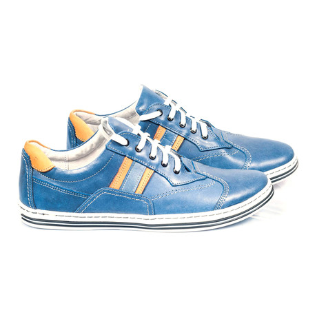 Contrast Stitched Lace-Up Sneaker // Navy (Size: 43)