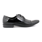 Mixed Hatch Texture Captoe Derby // Black (Size: 40)