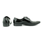 Mixed Hatch Texture Captoe Derby // Black (Size: 40)