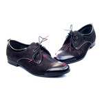 Top Stiched Curved Captoe Derby // Black (Size: 41)