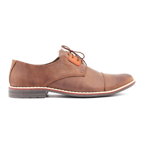 Contrast Blocked Captoe Suede Derby // Brown (Size: 42)