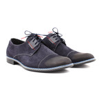 Contrast Blocked Captoe Suede Derby // Navy (Size: 44)