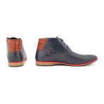 Contrast Stiched Lace-Up Chukka // Navy (Size: 40)