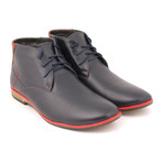 Contrast Stiched Lace-Up Chukka // Navy (Size: 40)