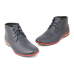 Contrast Stiched Lace-Up Chukka // Navy (Size: 40)