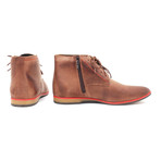 Contrast Stitched Lace-Up Ankle Boot // Brown (Size: 43)