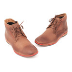 Contrast Stitched Lace-Up Ankle Boot // Brown (Size: 43)