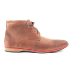 Contrast Stitched Lace-Up Ankle Boot // Brown (Size: 43)