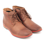 Contrast Stitched Lace-Up Ankle Boot // Brown (Size: 43)